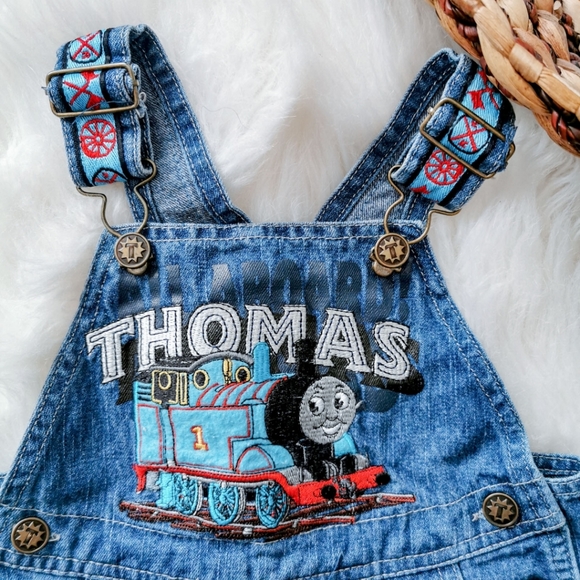 Vintage Thomas the Train Denim Overalls Size 12 months - Picture 3 of 5